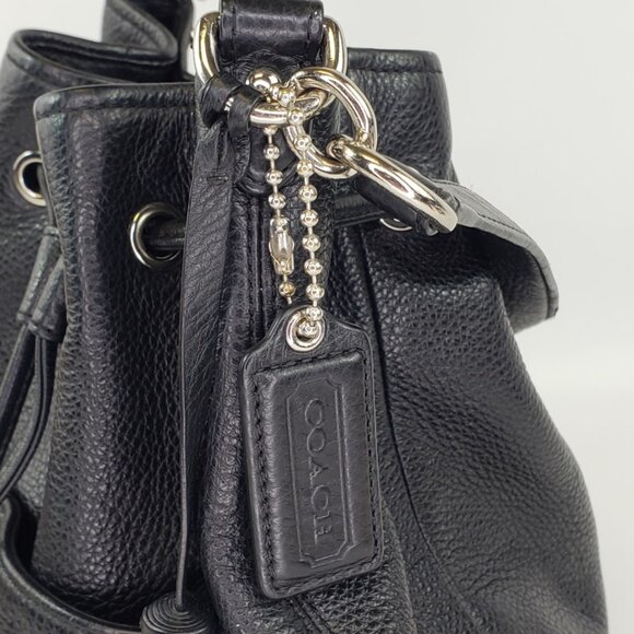 Coach AVERY Black Pebble Leather HOBO Drawstring Shoulder Bag Purse Style 27003 - Picture 4 of 15